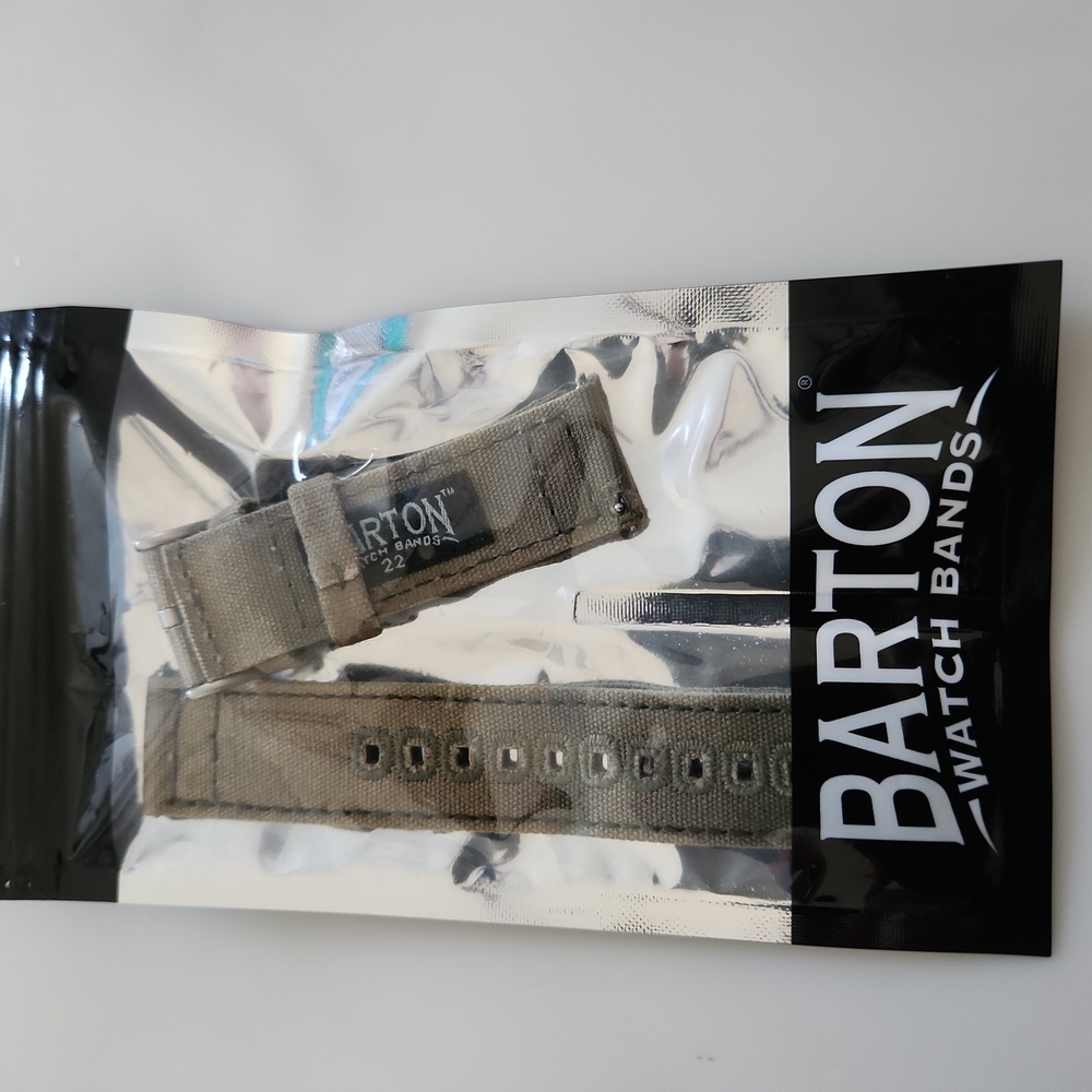 Barton PREMIUM NYLON WEAVE SAILCLOTH Quick Release Watch Straps 20mm Green